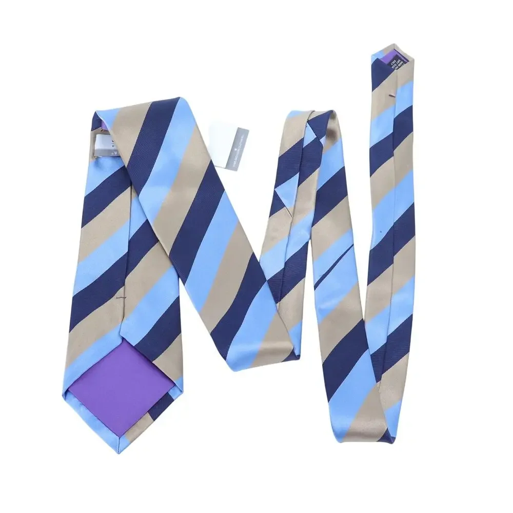 KING BROTHERS Diagonal Stripe Neck Tie NWT Blue and Gold Businesswear Formal OS